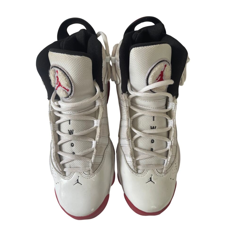 Leather basketball sneakers, Nike Air Jordan 6 Rings "Cherry" White/Univ Red